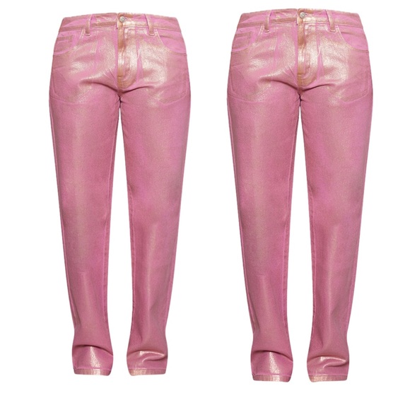 Fashion Nova Denim - Fashion Nova Shimmering Pink Straight Leg Jeans